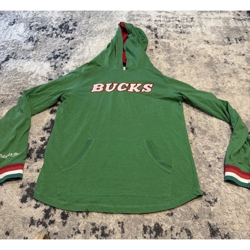Mitchell Ness Milwaukee Bucks Hoodie Youth Sz Large 14-16 Green Sweatshirt